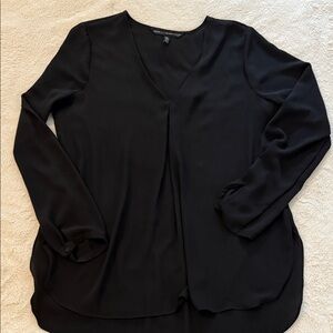 White House Black Market V-Neck Black Blouse